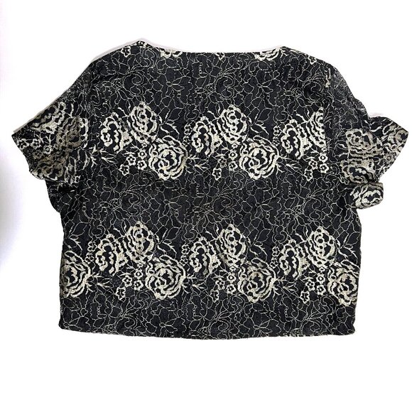 Wild Blue x Sadie Robertson Black Gold Floral Crop Top (medium) - Picture 2 of 8
